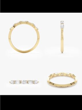 Lab-Grown Diamond Marquise & Emerald Cut Wedding Ring - Yellow Gold